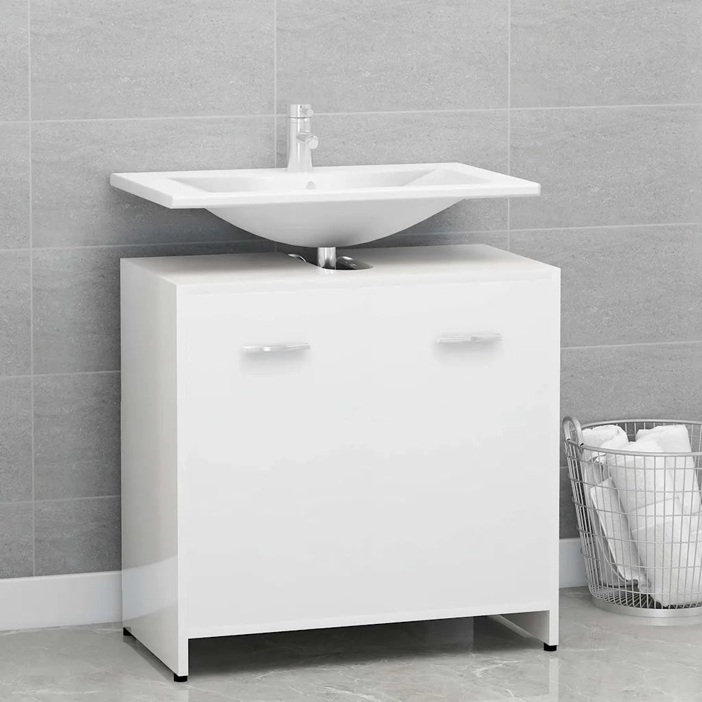 Armadio da Bagno Bianco Lucido 60x33x61 cm in Truciolato cod mxl 63907
