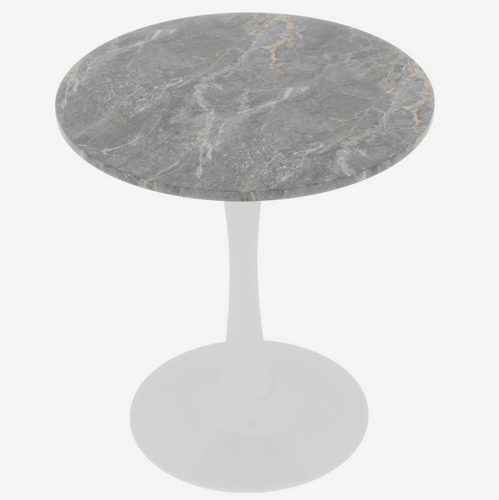Tavolino rotondo in marmo artificiale 77;5 cm; bianco antico e grigio