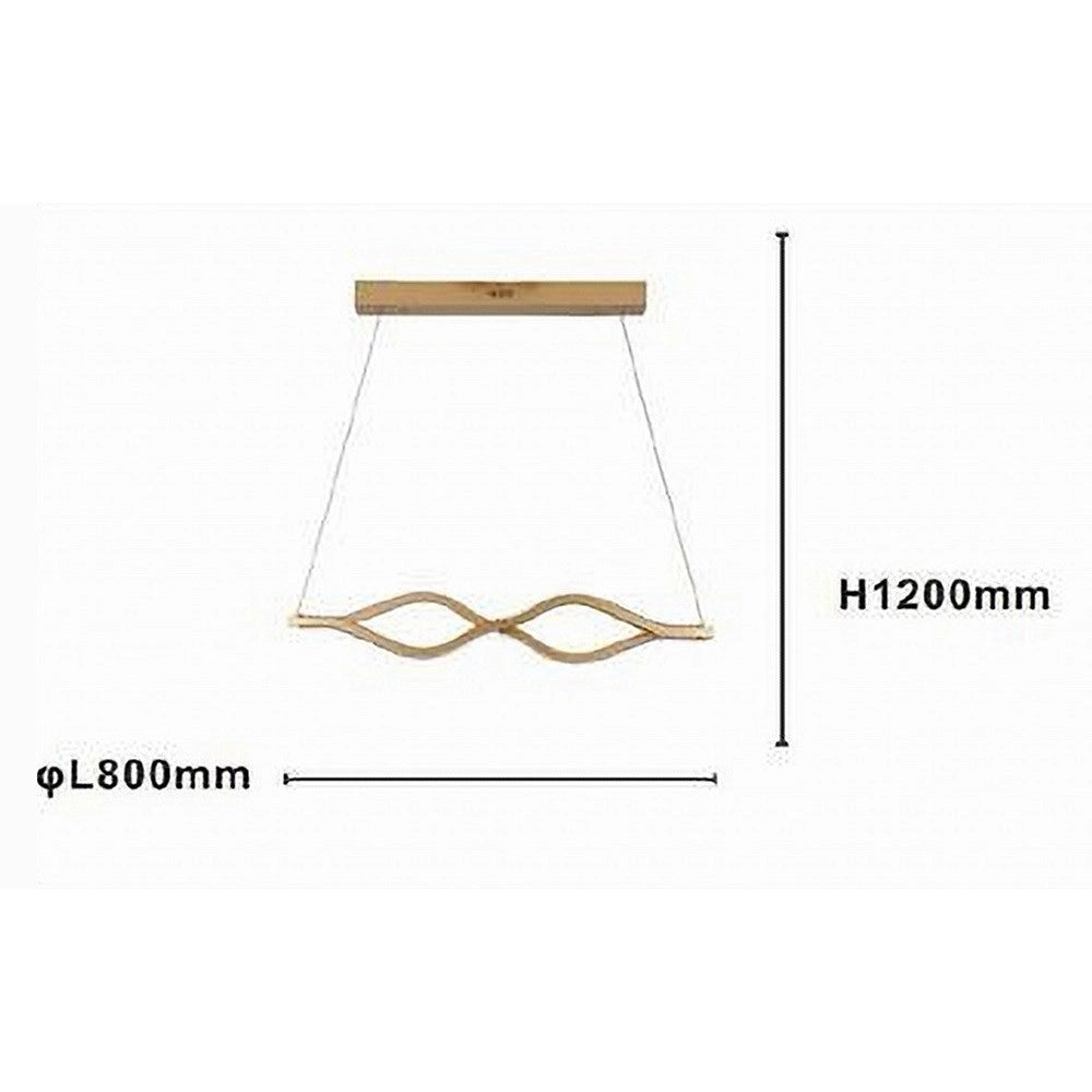 Trade Shop - Lampadario A Sospensione Led 58 Watt Onda Infinito Cristallo Ondulato Oro 32149 -