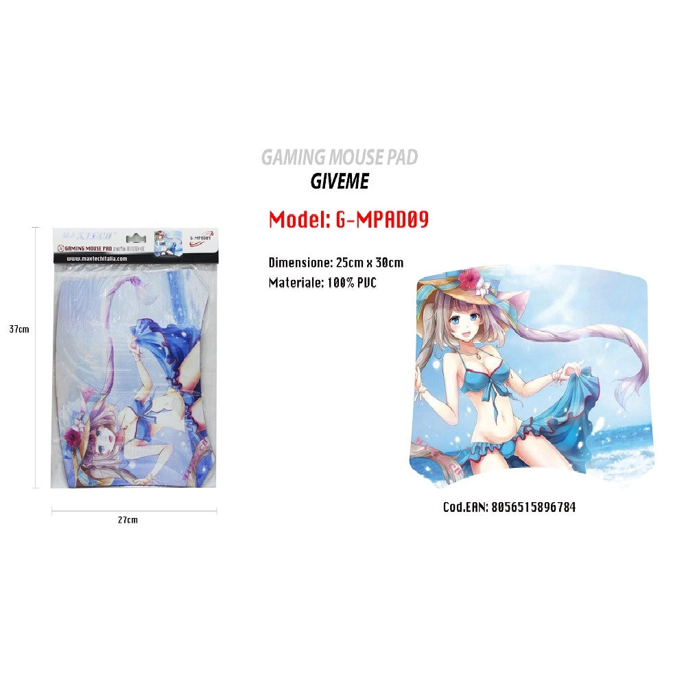 Trade Shop - Tappetino Poggiapolso Tappeto Pc Gaming Mouse Pad Ragazza Cartoni Giveme Maxtech G-mpad09 -