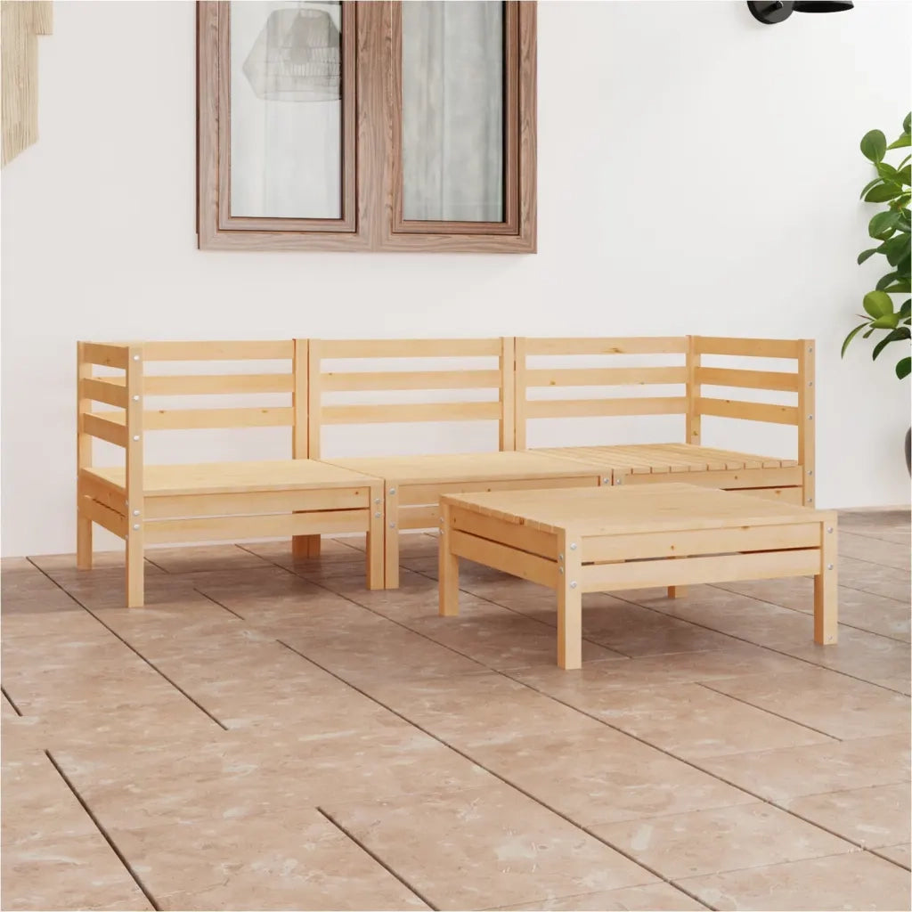 Set Divani da Giardino 4 pz | Set Salotto da Giardino in Legno Massello di Pino