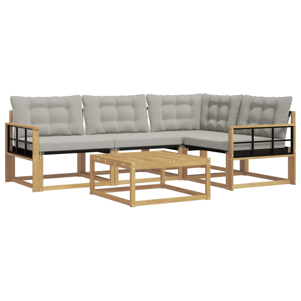 Set di divani da esterno 5 pcs Bianco e Grigio Chiaro