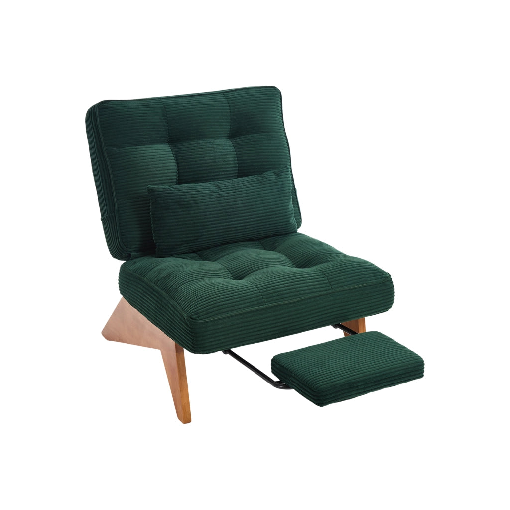 Poltrona Lounge Reclinabile con Poggiapiedi ¨C MINIMAL ¨C Tessuto, Cuscino Lombare, Gambe in Legno