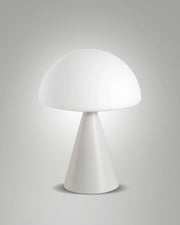 Lampada da Tavolo Blip LED 7W con Regolazione al Tocco e Tecnologia CCT 2700K-4000K, Struttura in Metallo e Vetro Soffiato, Colore Bianco - Blip