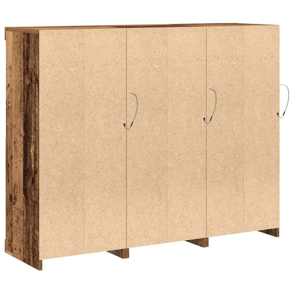 Credenza 3 pz-Set di 3 Buffet-Armadio da cucina Legno vecchio 123 x 37 x 100 cm