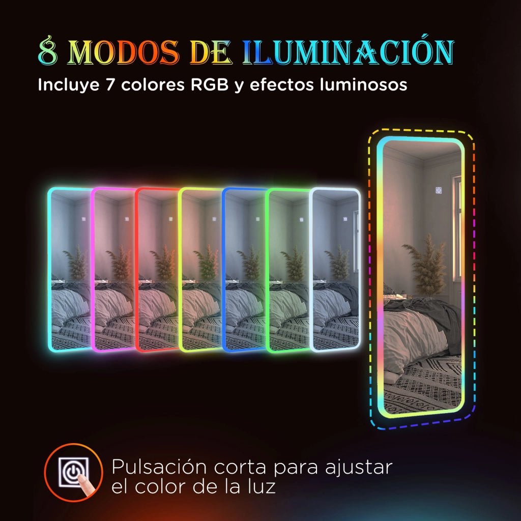 Specchio a Pieno Corpo con Luci LED ¨C Zephmum ¨C 120x40 cm Colori RGB
