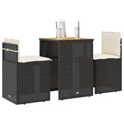 Set da BistrÃ² 3 pz con Cuscini Nero in Polyrattan