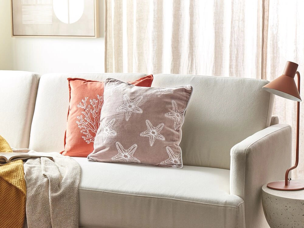 Cuscino in velluto rosa quadrato con motivo stella marina accessori camera da letto soggiorno