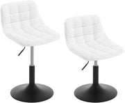 2 x Sgabelli per Toeletta Trucco, Sedia da Trucco con Schienale, Sgabello Regolabile in Altezza, Seduta in Ciniglia, Base in Metallo, Sgabello per Cucina, Camera da Letto, Bianco
