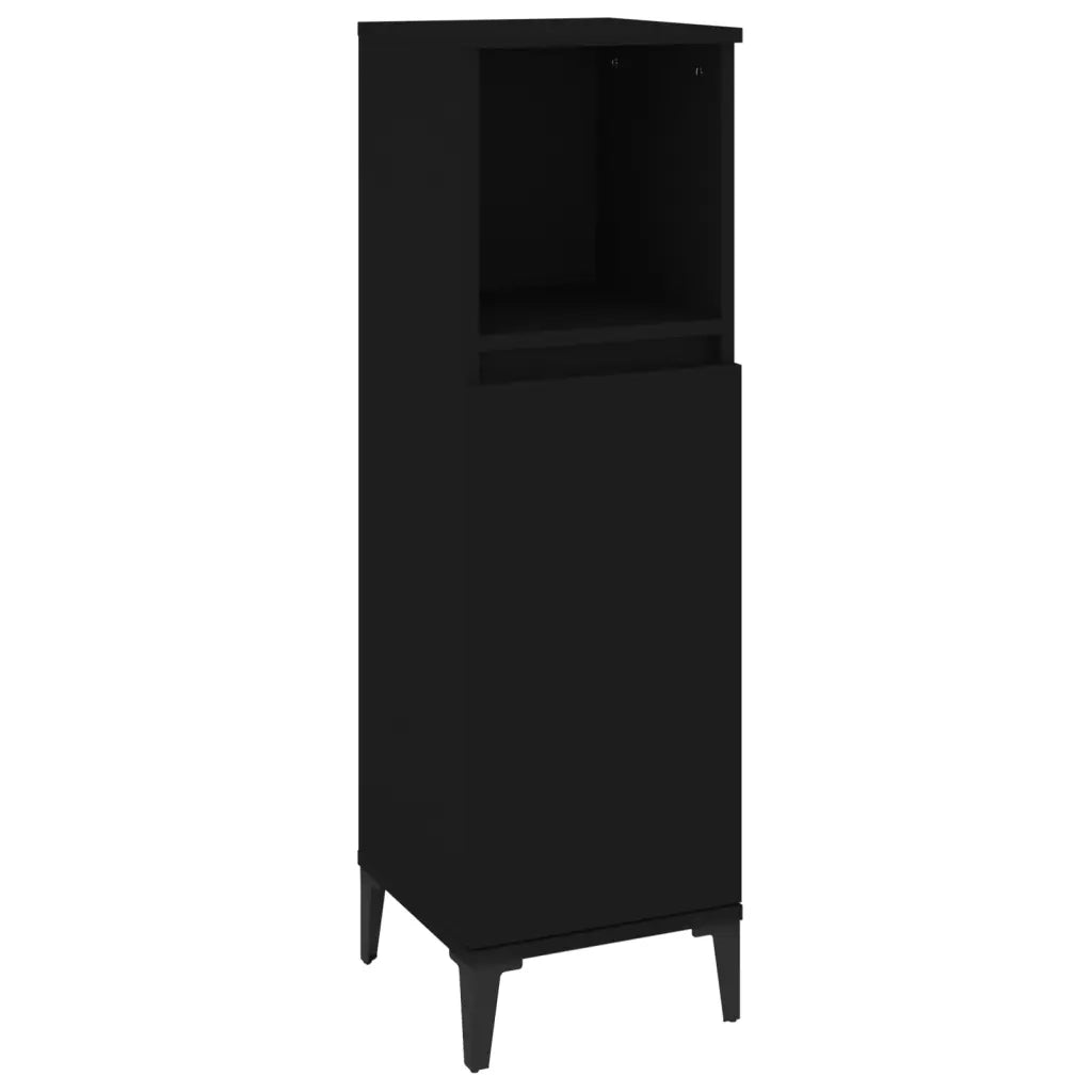 Armadietto da Bagno Nero 30x30x100 cm in Legno Multistrato 819813