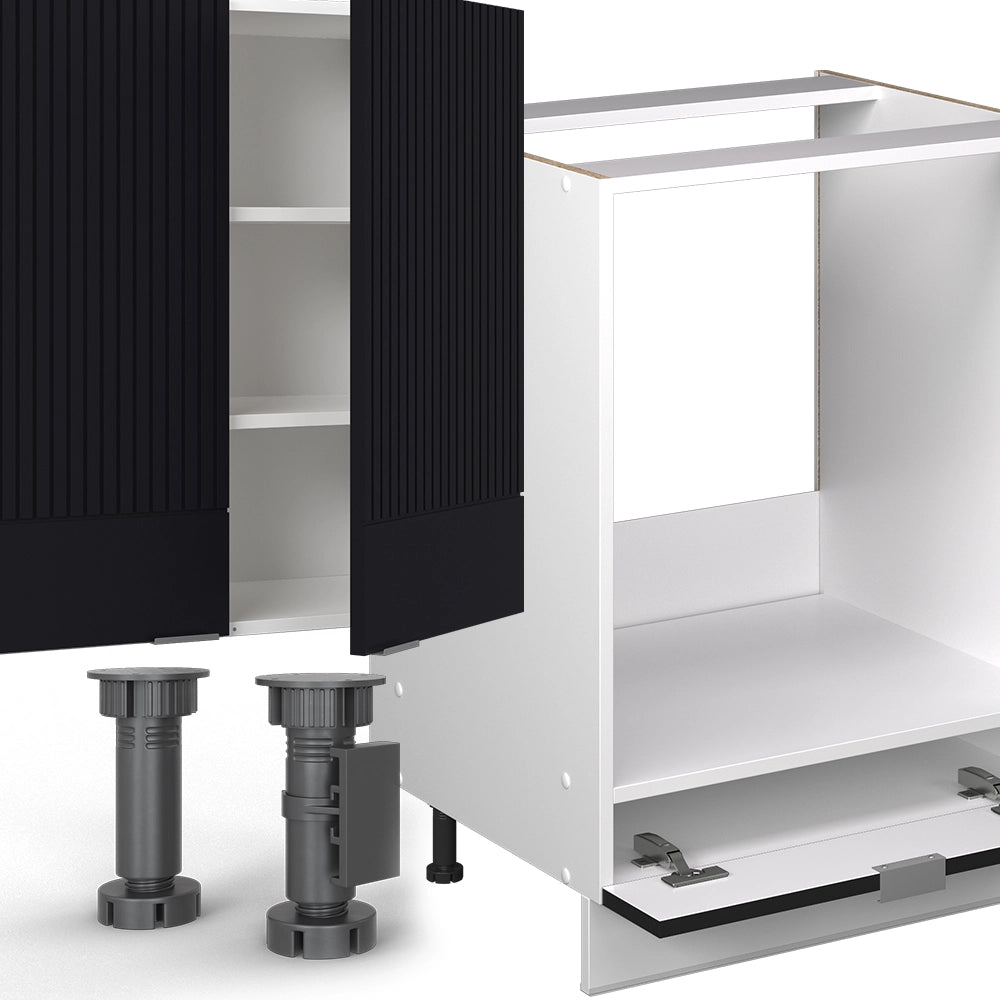Cucina componibile Fame-Line Nero rigato/Bianco 300 cm, PL Antracite Vicco