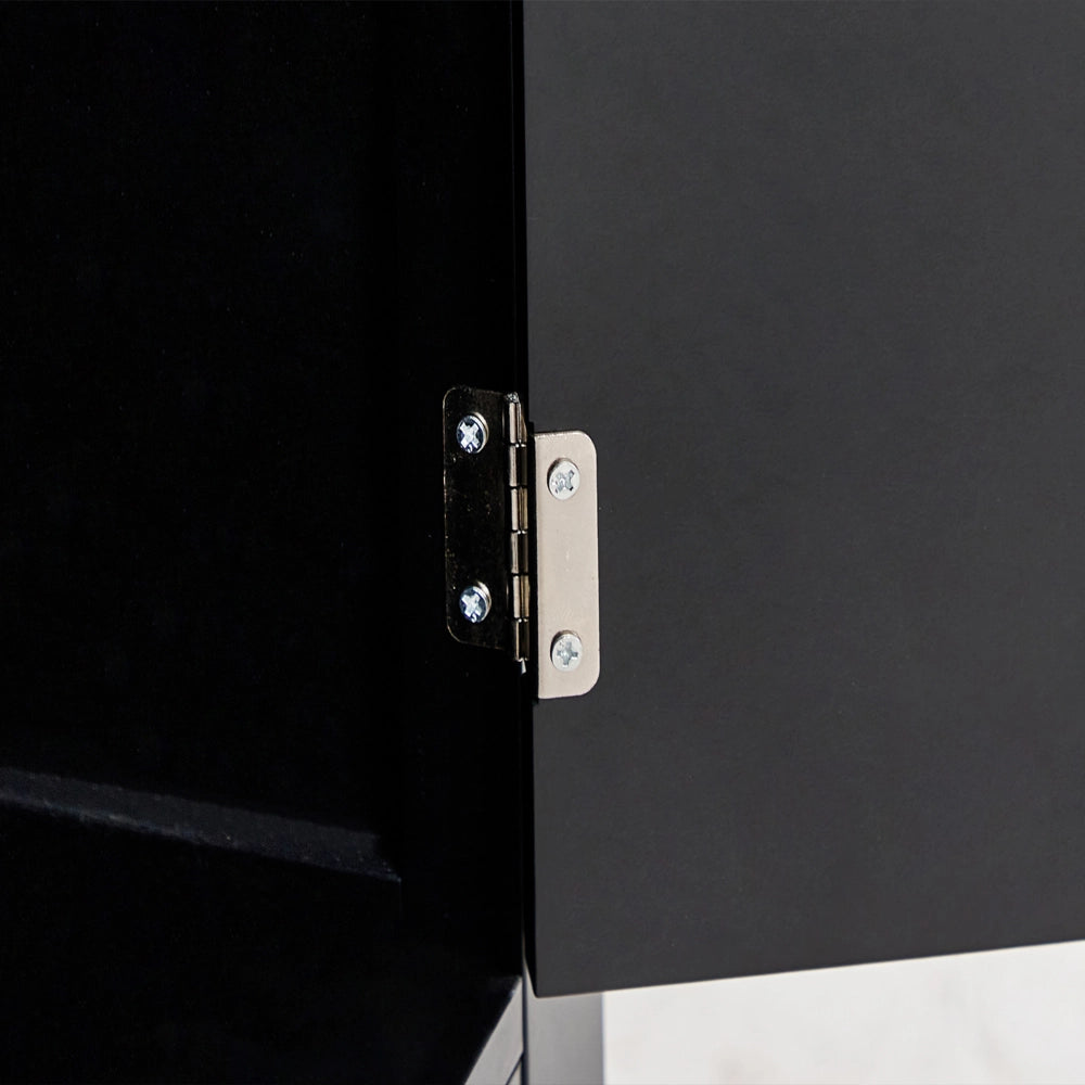 Credenza in MDF nero con frontali in vetro 2 ripiani ad anta cassetto portabottiglie credenza in stile mediterraneo corridoio