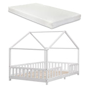 Letto per Cameretta Treviolo a Forma di Casetta con Materasso 120x200 cm Bianco [en.casa] [neu.haus]