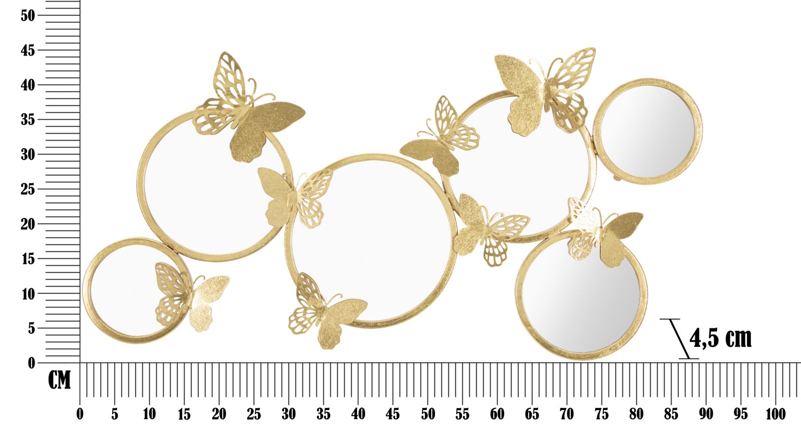 Pannello da Muro Farfalla Mirror 89,5x4,5x45,5 cm in Ferro