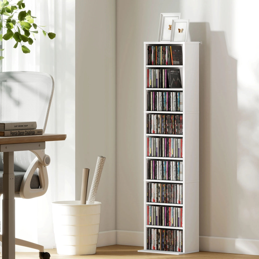 Libreria per CD con 6 Ripiani Regolabili ¨C zephmum ¨C Bianco 33x24x140 cm
