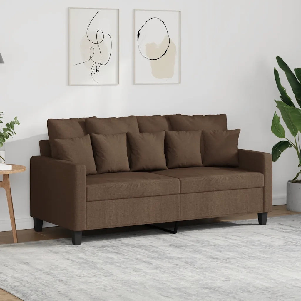 Divano a 2 Posti-Sofa 2 Posti Marrone 140 cm in Tessuto 230701