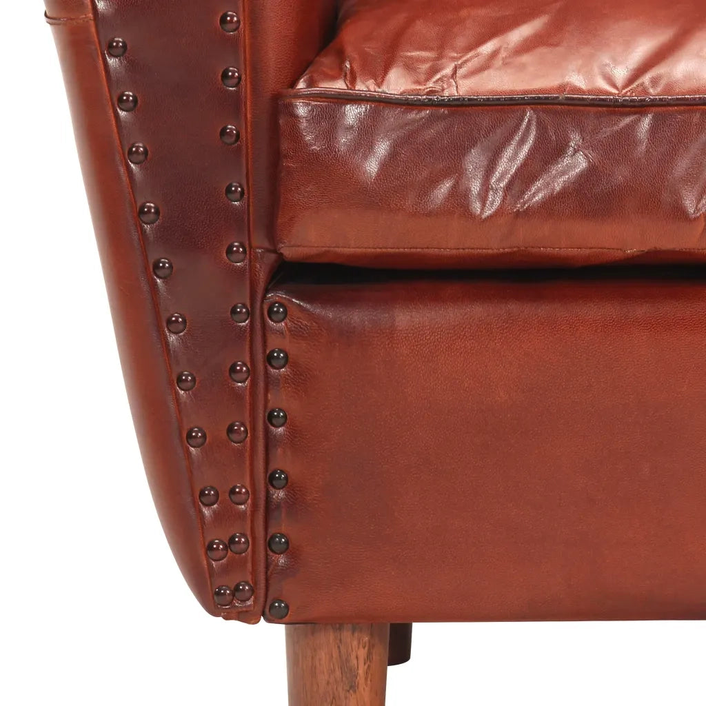 Poltrona a Pozzetto Marrone 77x65x79 cm in Vera Pelle cod mxl 16699