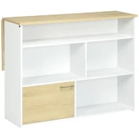 Tavolo da Bar Moderno in MDF per 2 Persone con 4 Ripiani Aperti e Armadietto, 116x79.5x91 cm