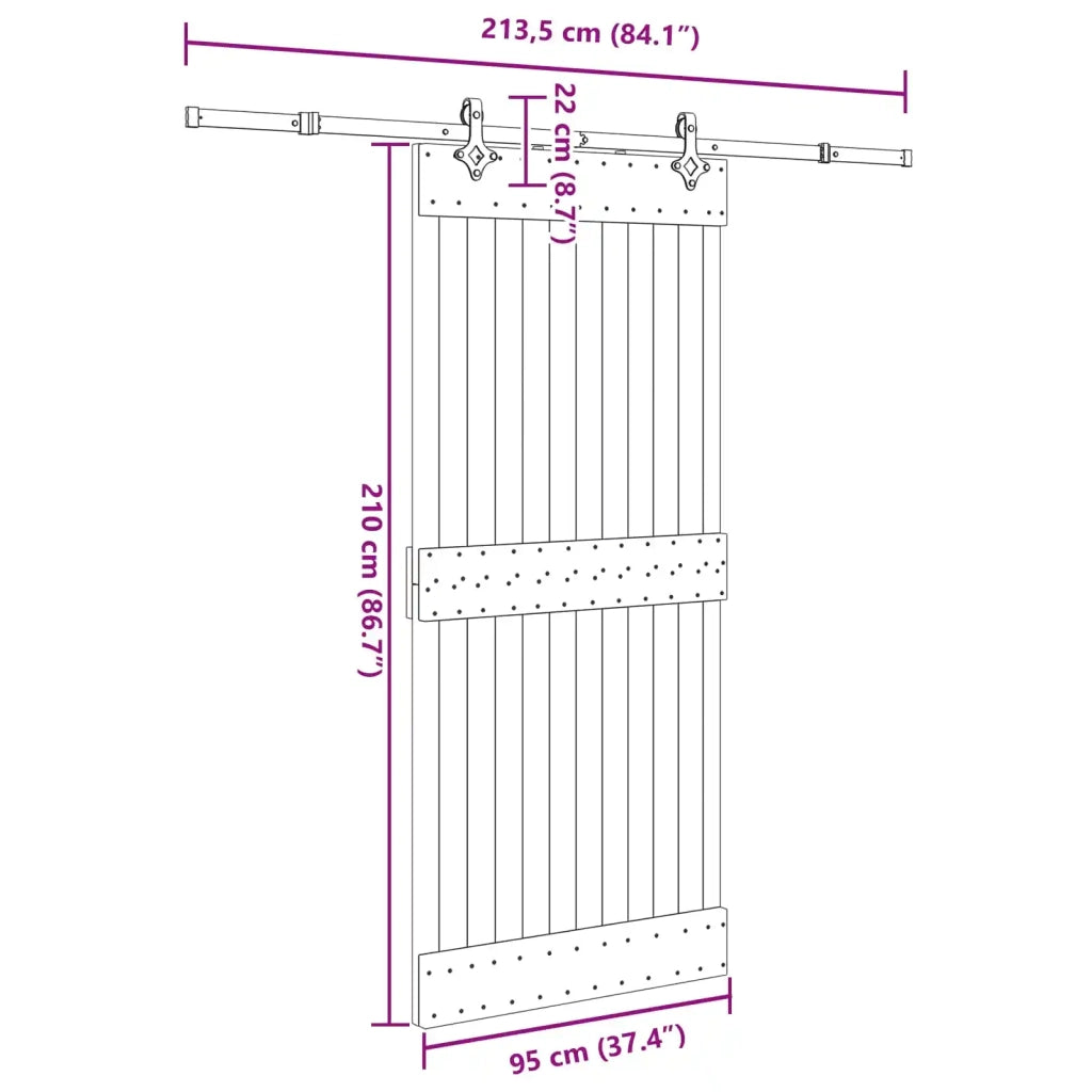 Porta scorrevole NARVIK Naturale e Nero 95 x 210 cm (213,5 cm) 3445285