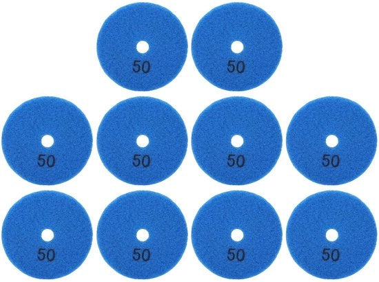 Schiavi abrasivi 125 mm 50 Grit - 10 pezzi - Blu - Per pietra/beton/keramica - Utilizzo umido/secco - Alta qualità - Dischi abrasivi