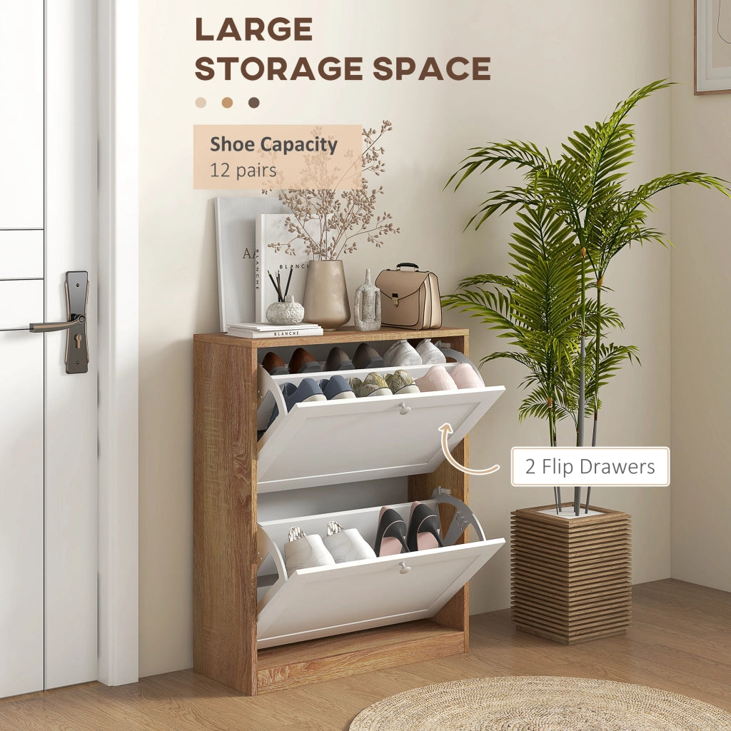 EasyComfort Scarpiera Slim con 3 Ripiani Regolabili a 2 Livelli per 12 Paia, in Truciolato e MDF, 60x24.5x75.5 cm