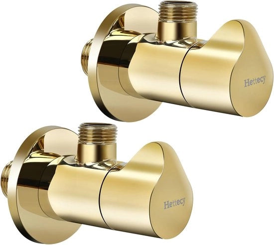 Valvola di angolo a 2 pezzi, valvola di chiusura di angolo 1/2 pollici x 3/8 pollici, valvola di regolazione del flusso di acqua 1/4 giri per rubinetto e toilette