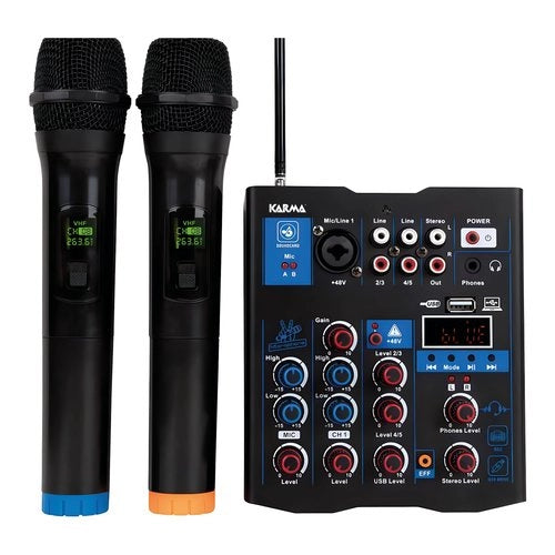 Mixer disc jockey karma mxw 5 5 canali con doppio radiomicrofono vhf b