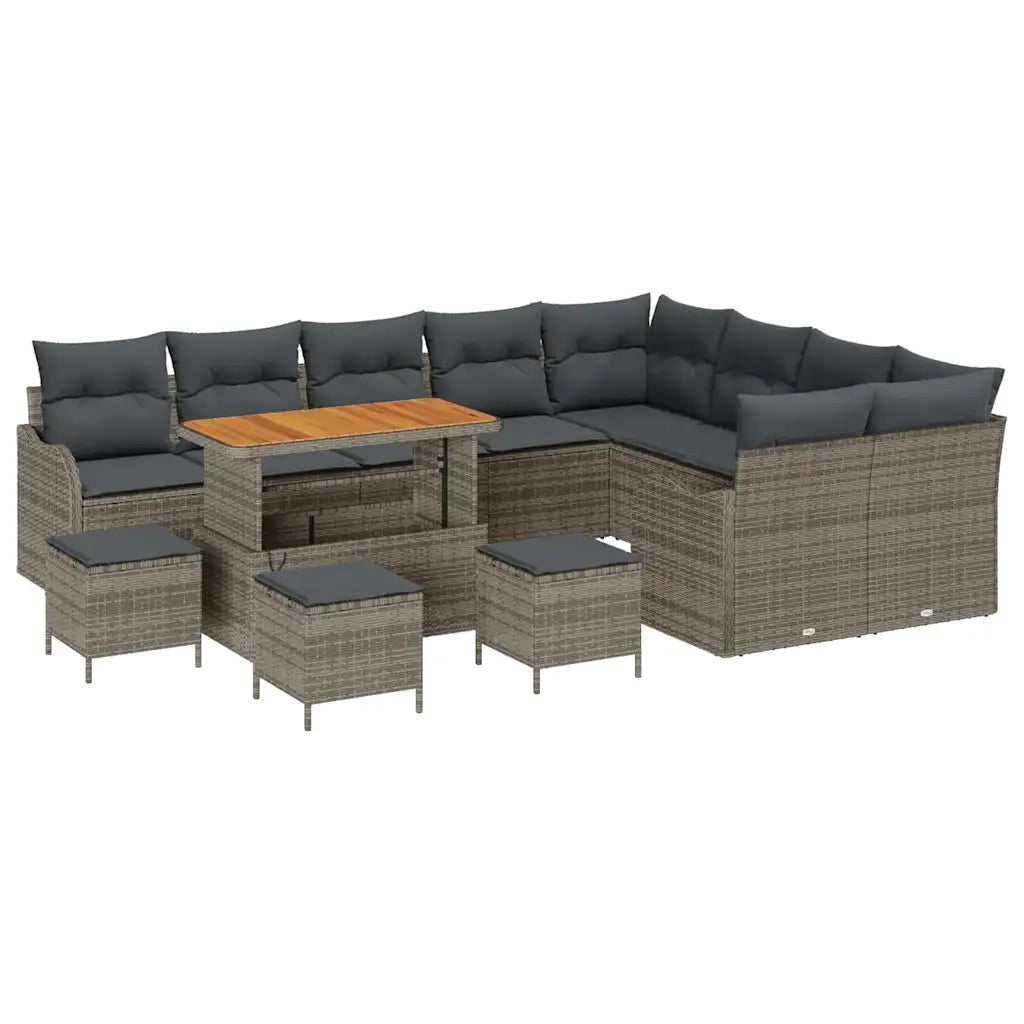 Set Divano da Giardino con cuscino 13 pcs Grigio polyrattan 3362313