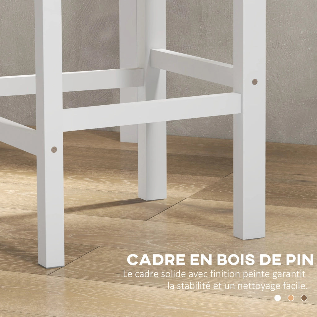 Sgabelli da bar in legno con poggiapiedi ¨C zephmum ¨C bianco 60 cm