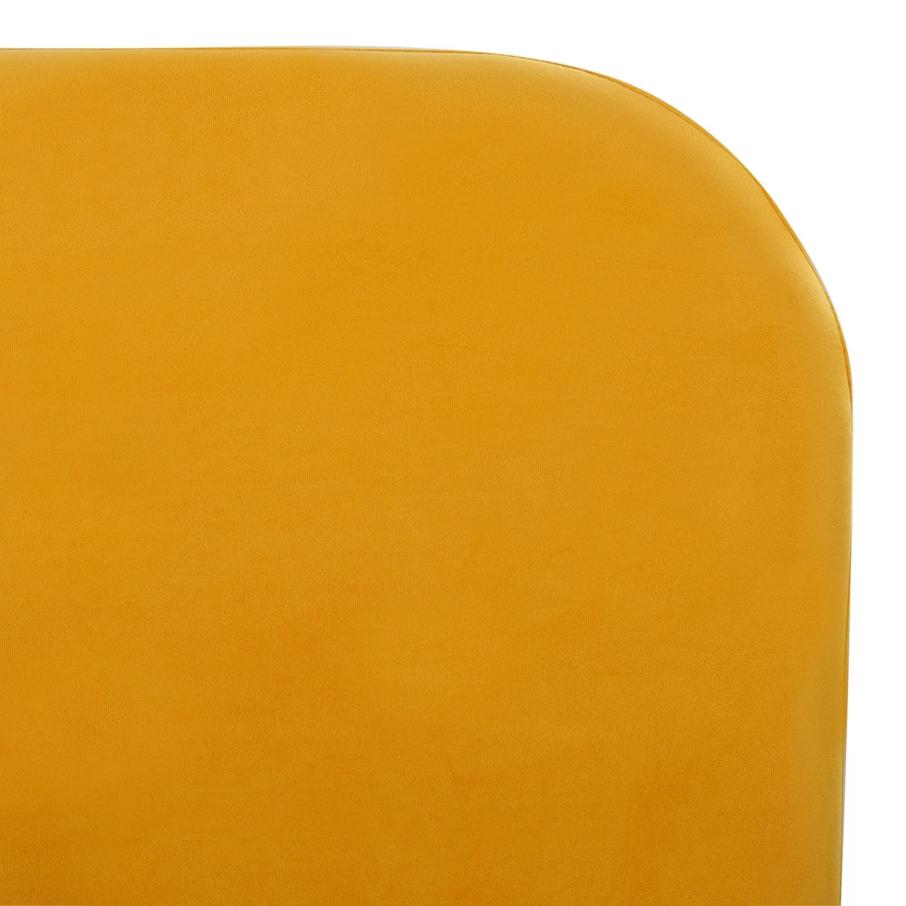 Letto in velluto giallo tappezzeria doppia dimensione gambe dorate testiera con rete a doghe 140 x 200 cm design minimalista