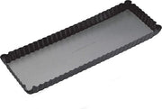 Torta rettangolare con rivestimento antiaderente, forma quiche con bordo ondulato e fondo separabile, acciaio, nero, 36 x 13 x 2,5 cm