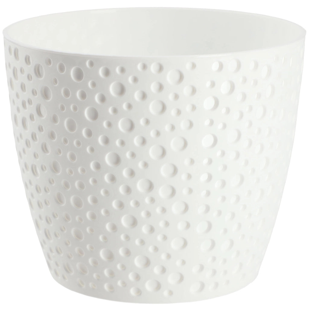 Vaso da fiori KADAX, vaso da fiori, coperchio rotondo, supporto per fiori in plastica, 21 cm, bianco