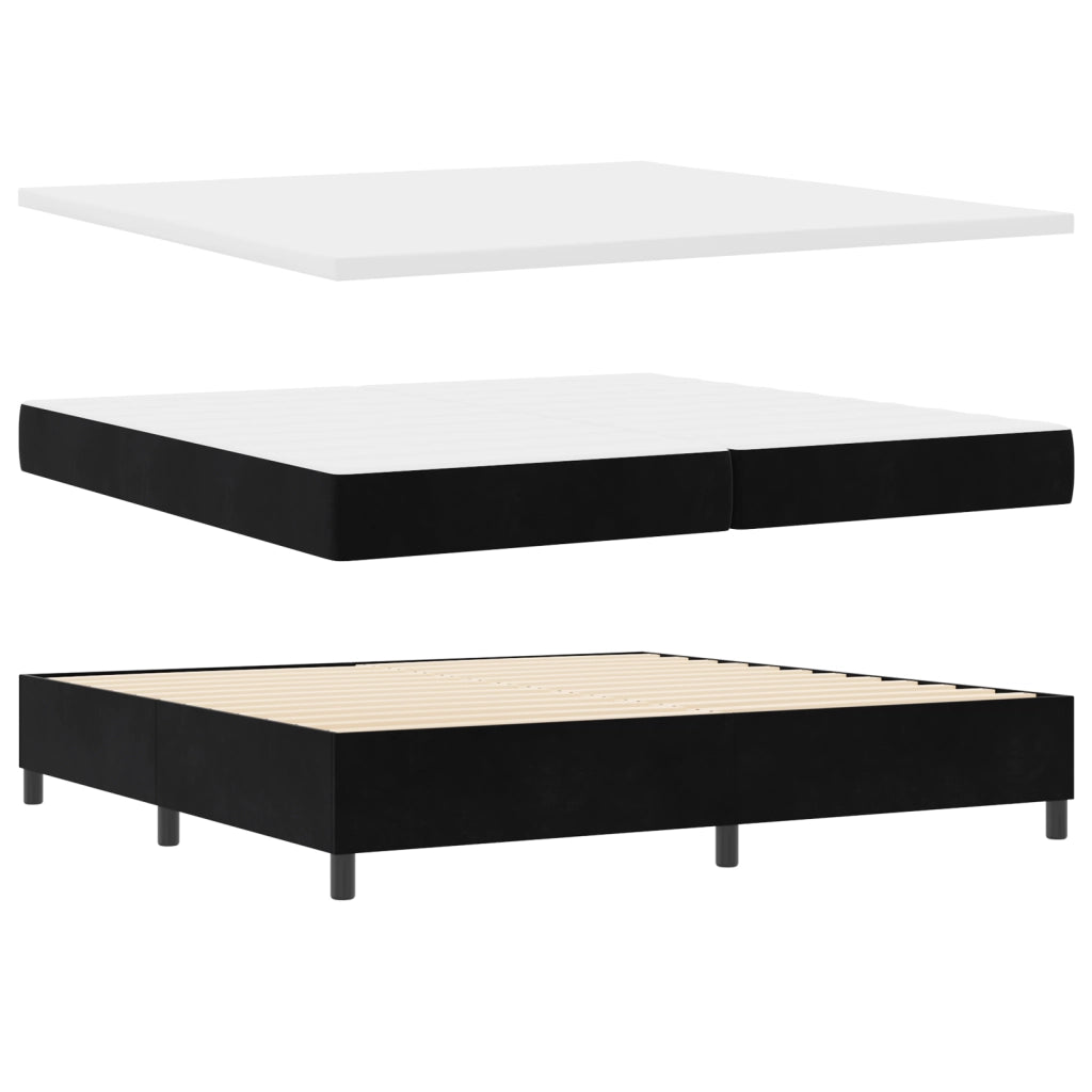 Letto a Molla con Materasso Nero 200x200 cm Velluto