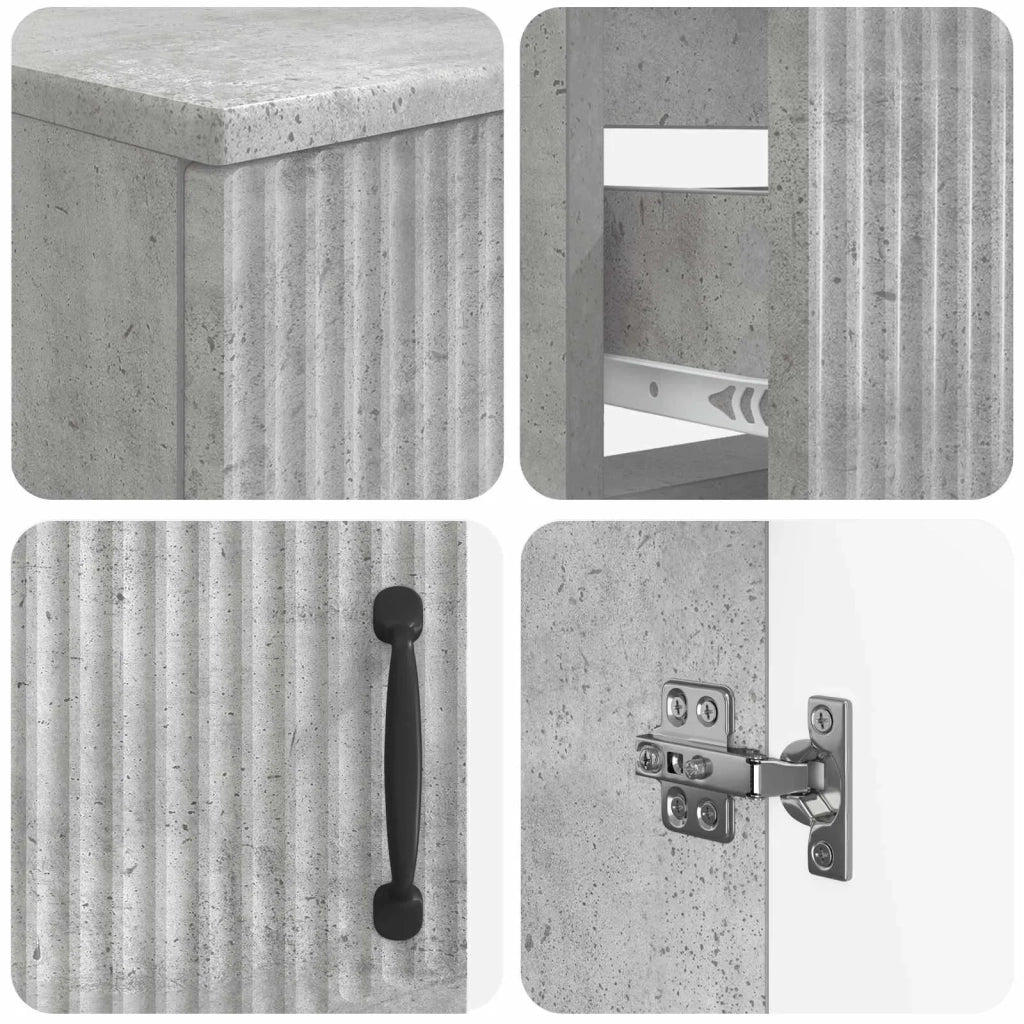 Set di armadietti da bagno in 3 pezzi HOORN Grigio Cemento 3417795
