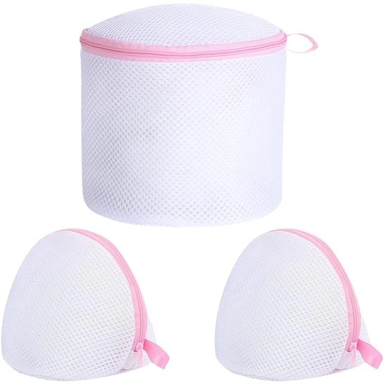 Set di 3 Sacchetti di Pulizia Reutilizzabili a Maglia - Sacchetti di Pulizia Cilindrici/Rondi - Rosso - Leggero