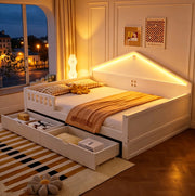 Letto multifunzione 140x200 cm con LED e 2 cassetti