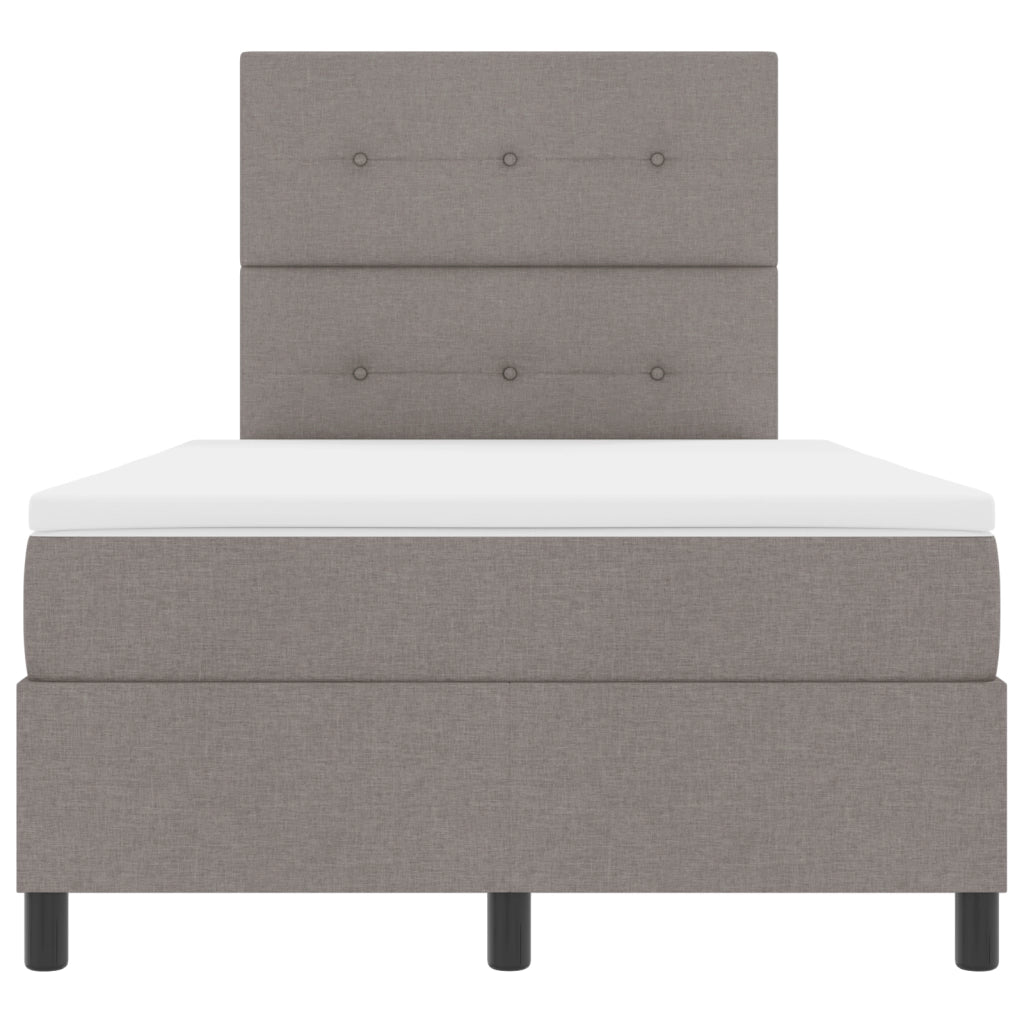 Letto Box Spring con Materasso Tortora Matrimoniale Piccolo in Tessuto