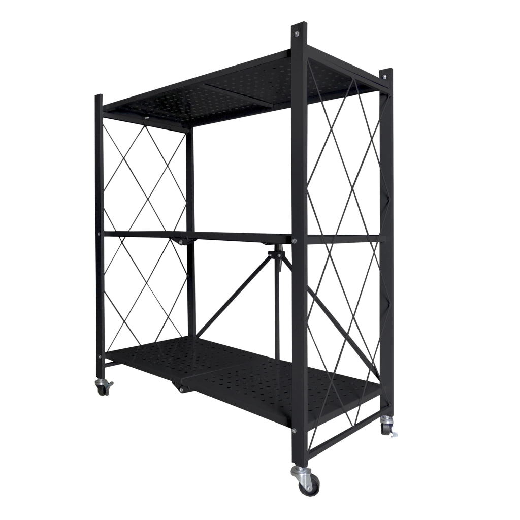 Scaffalatura multiuso pieghevole con ruote Nera Nyana Home
