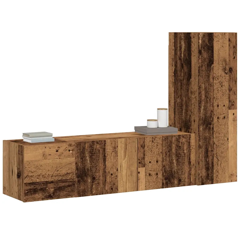 Mobili TV a Parete 3 pz Legno Antico in Legno Multistrato