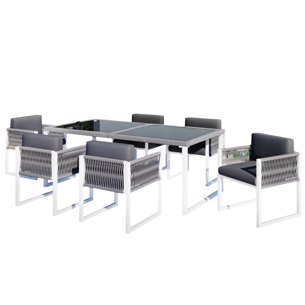 Set Pranzo da Giardino 6 Posti con Poltrone e Cuscini ¨C MINIMAL ¨C Polyrattan