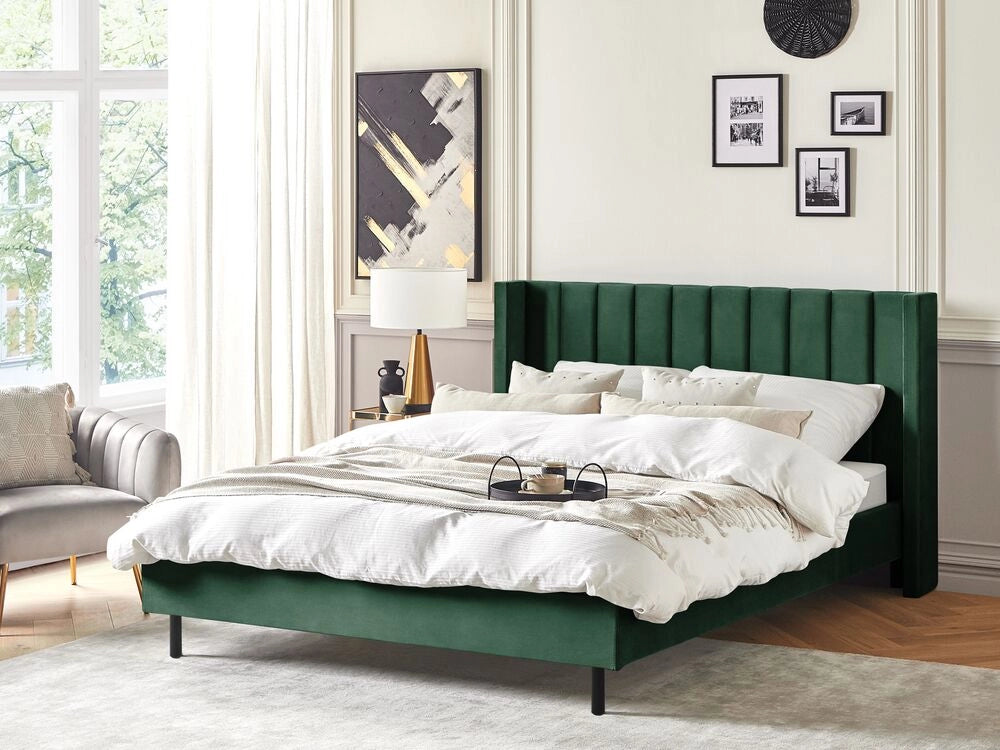 Letto matrimoniale 180 x 200 cm Rete a doghe in velluto verde scuro