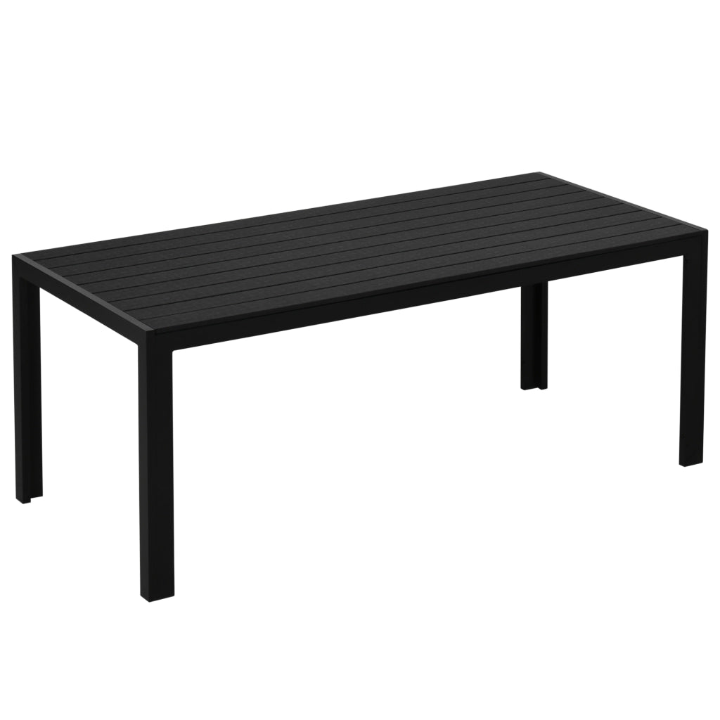 Tavolo da Giardino per 6-8 Persone con Struttura in Alluminio; Piano Composito Effetto Legno; Stile Moderno; Nero; 190¡Á84;5¡Á72 cm