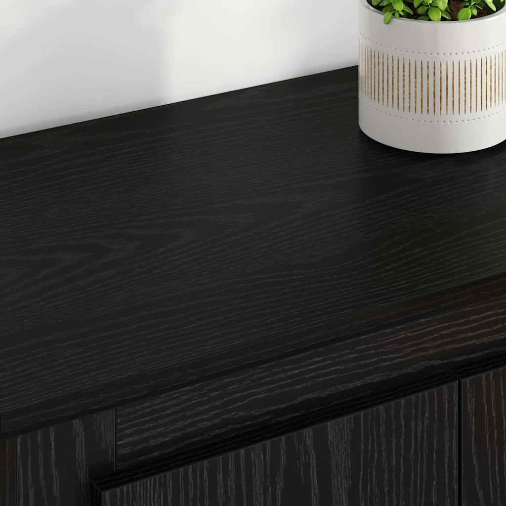 Credenza con cassetto 3 pcs Rovere Nero Legno multistrato