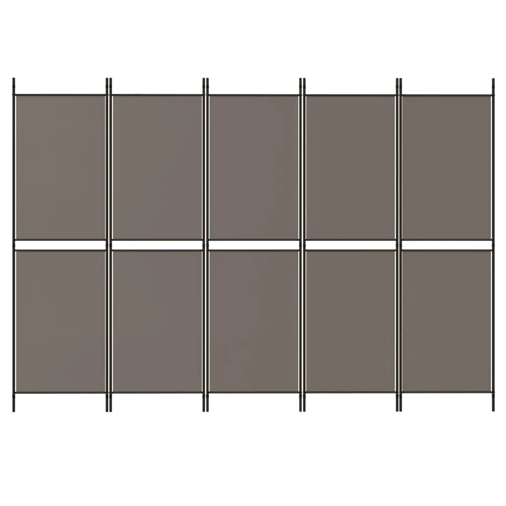 Divisorio Ambienti | Divider per stanze | Paravento a 5 Pannelli Antracite 250x220 cm Tessuto