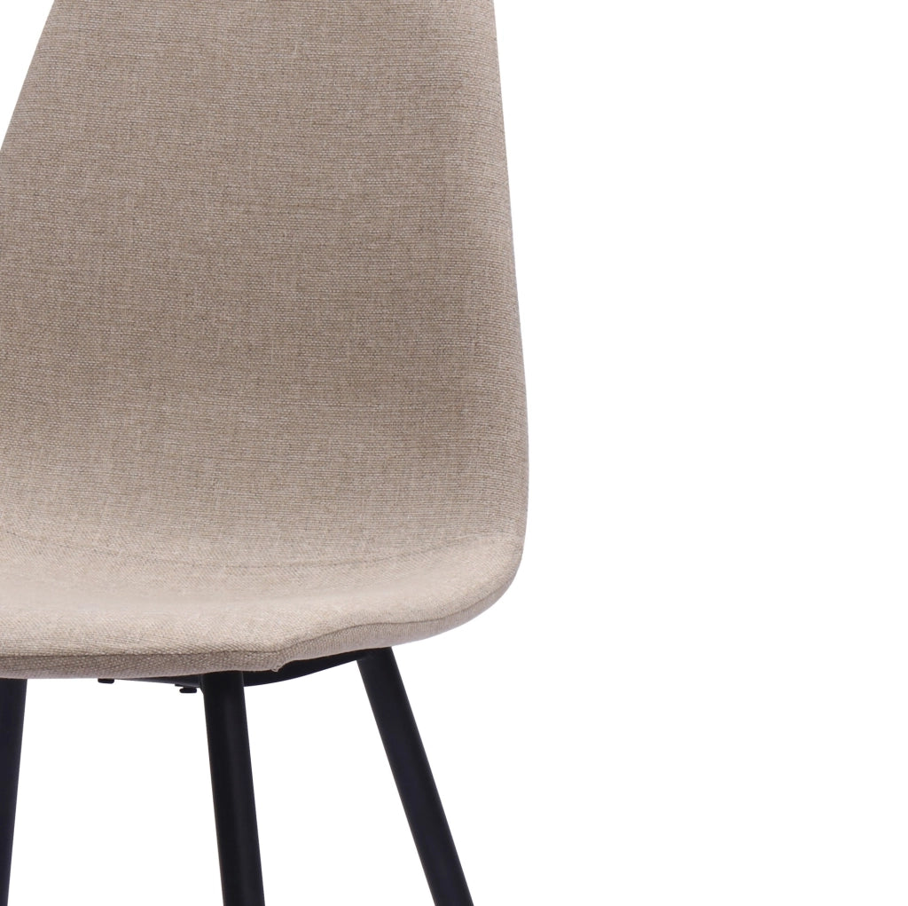 Sedie da pranzo minimaliste in tessuto e metallo beige chiaro, set da 2