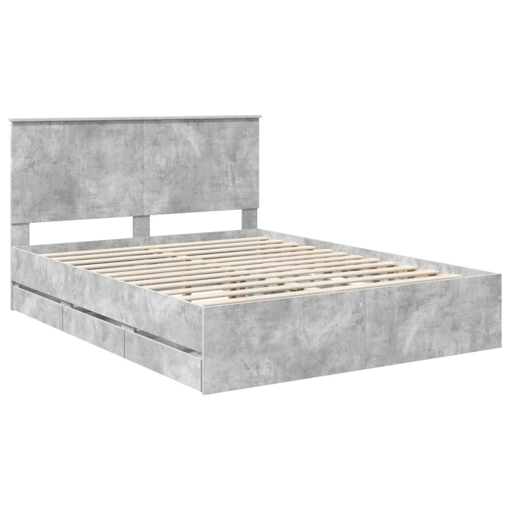 Struttura del letto con cassetto-Giroletto con contenitore-Rete del Letto Grigio cemento 150 x 200 cm 938909