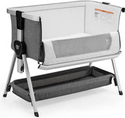 Culla Portatile - 98x56x82 cm - Con Materasso - Trasportabile - Lavabile - Grigio - Culla a Box - Camera da Letto