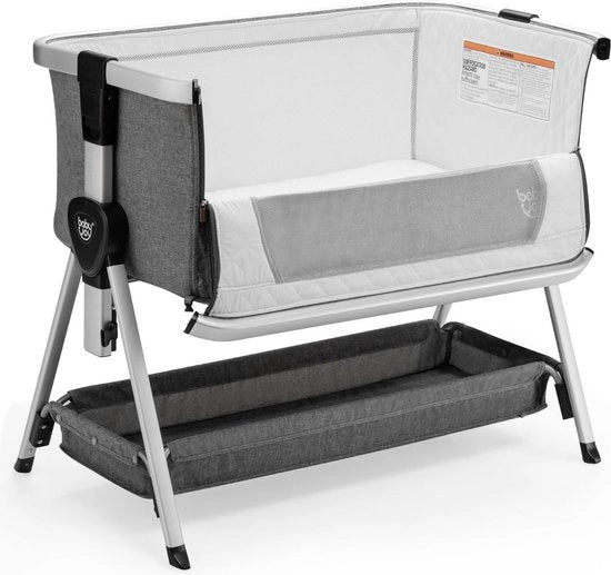 Culla Portatile - 98x56x82 cm - Con Materasso - Trasportabile - Lavabile - Grigio - Culla a Box - Camera da Letto