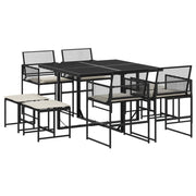 Set da Pranzo da Giardino 9 pz | Set Salotto da Giardino con Cuscini Nero in Polyrattan