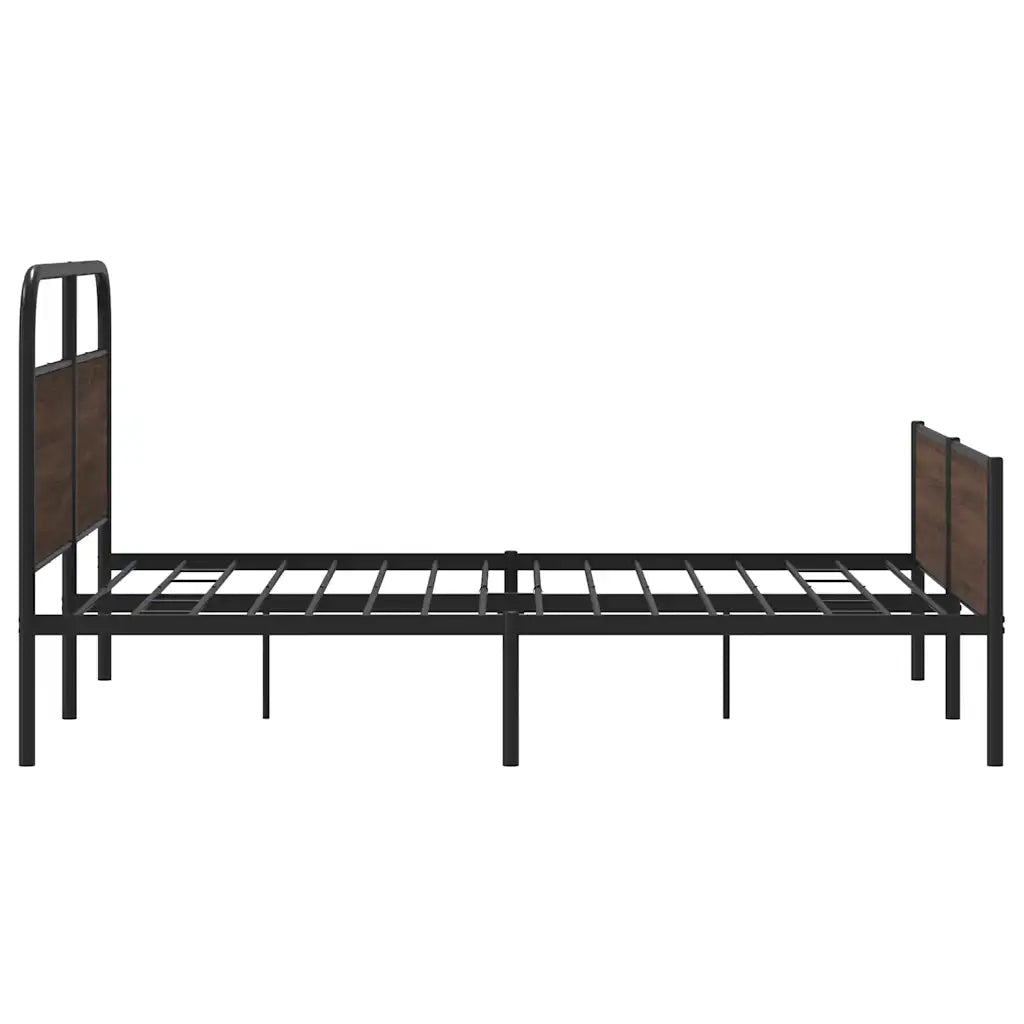 Letto matrimoniale | Letto per adulti | Giroletto senza Materaso in Metallo Rovere Marrone 150x200 cm